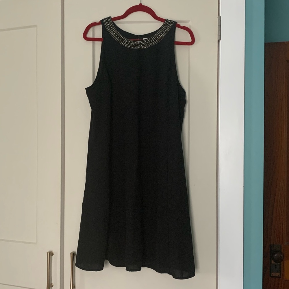 Old Navy embroidered black A Line dress